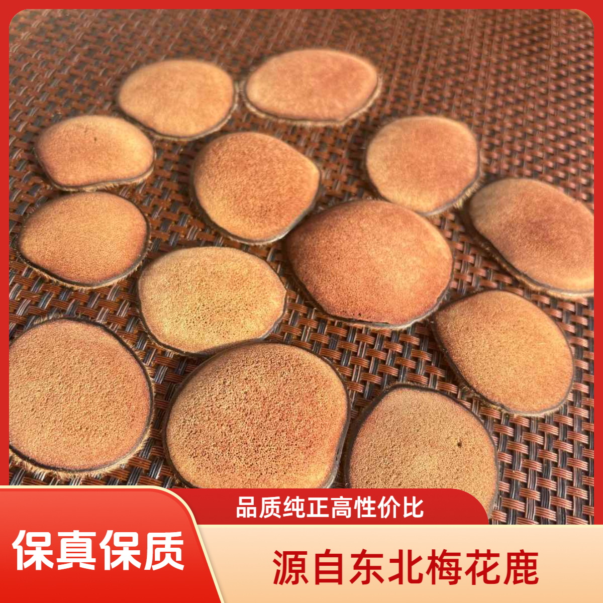 陶鹿东北梅花鹿鹿茸红黄粉片 头茬二杠茸 纯正保真泡水煲汤泡酒等