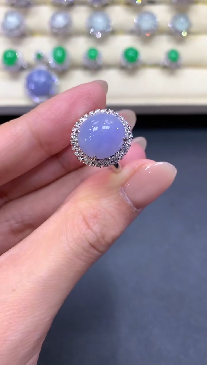 【闪购商品】翡翠戒指18K金镶嵌a218 紫货有色差