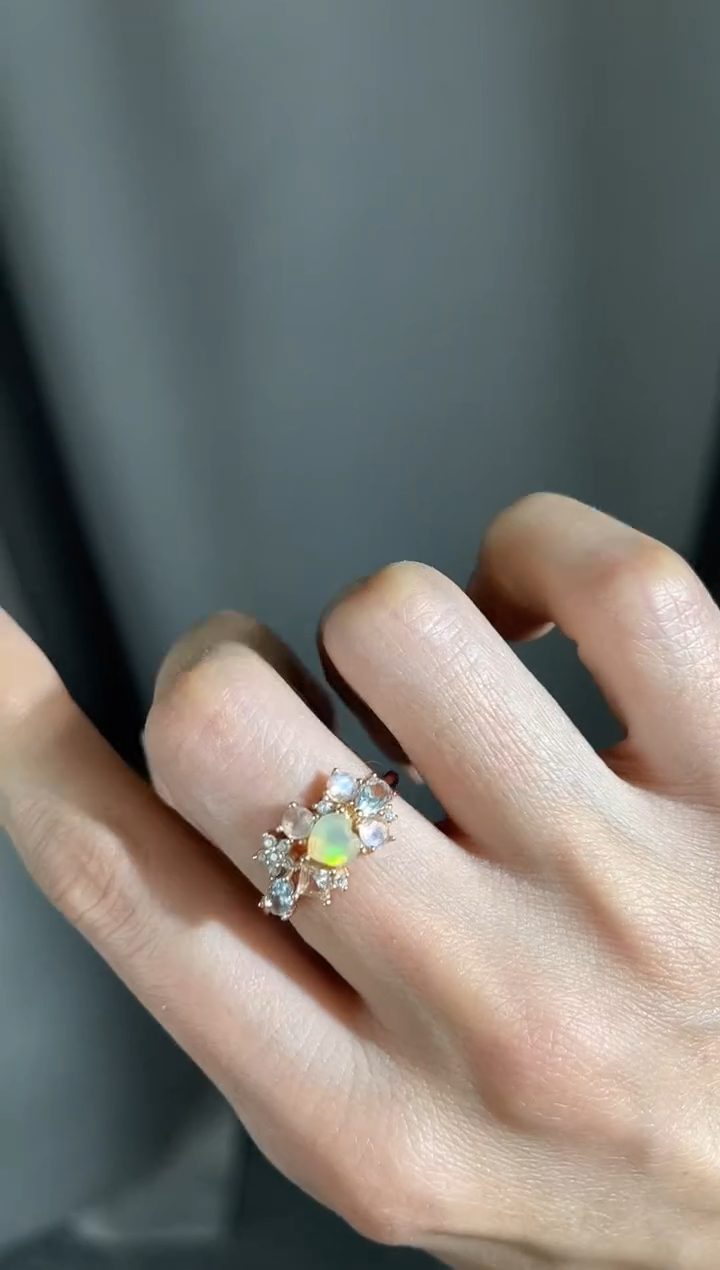 银S925镶嵌欧泊戒指成品