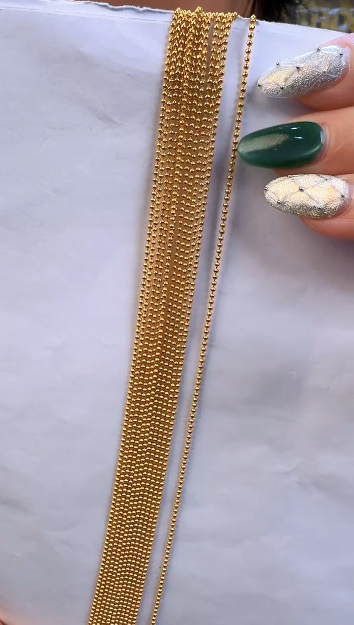 50cm1.3mm固定不可调节切面珠珠链1.88g（多样性发货）