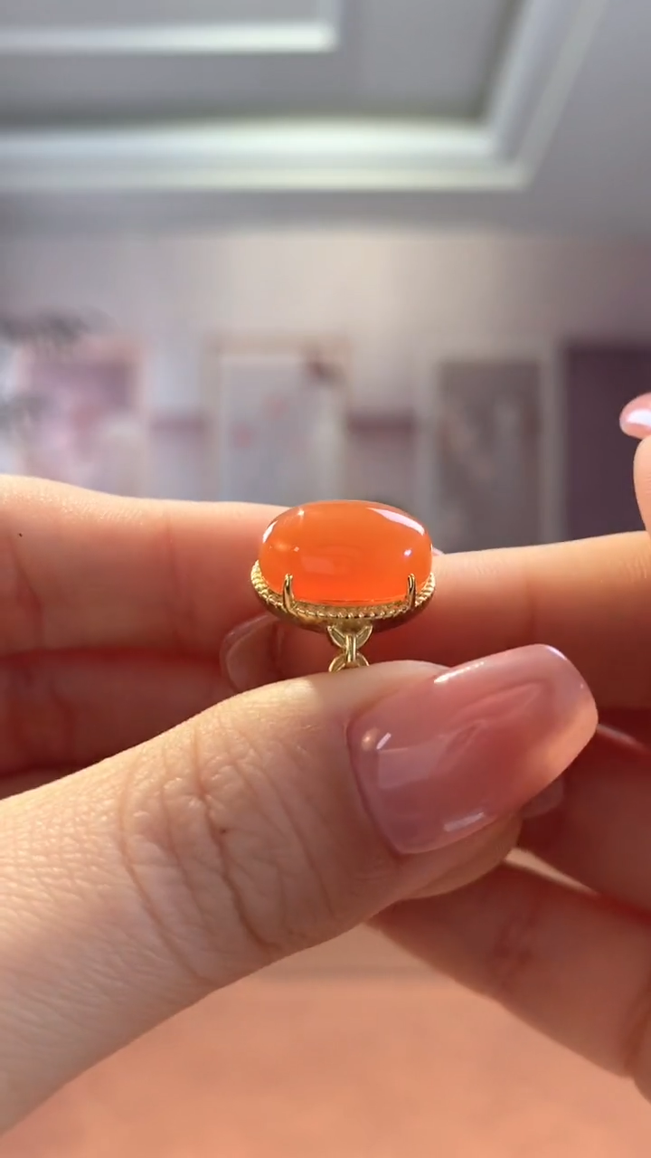 【闪购商品】玛瑙/玉髓戒指银S925镶嵌南红冰红戒指