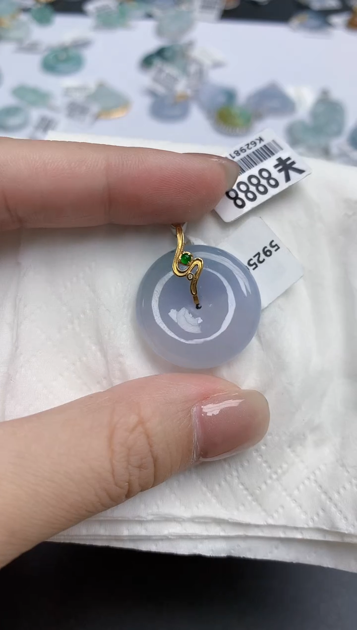 【闪购商品】翡翠颈饰18K金镶嵌天然缅甸翡翠A货