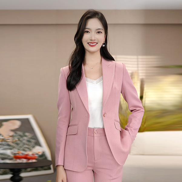 单件粉色西装女春秋2025新款气质时尚修身显瘦女神范长袖西装