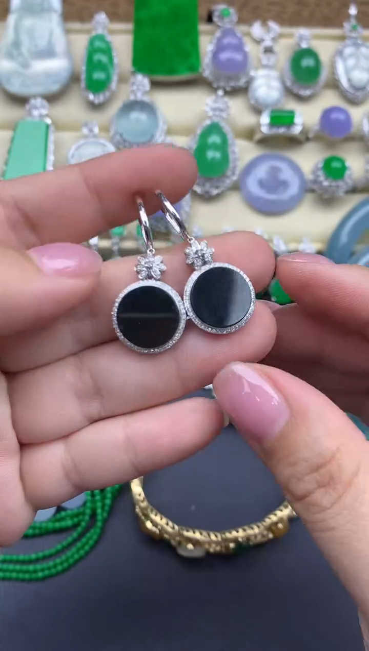 【闪购商品】翡翠耳饰18K金镶嵌325-中国好珍宝