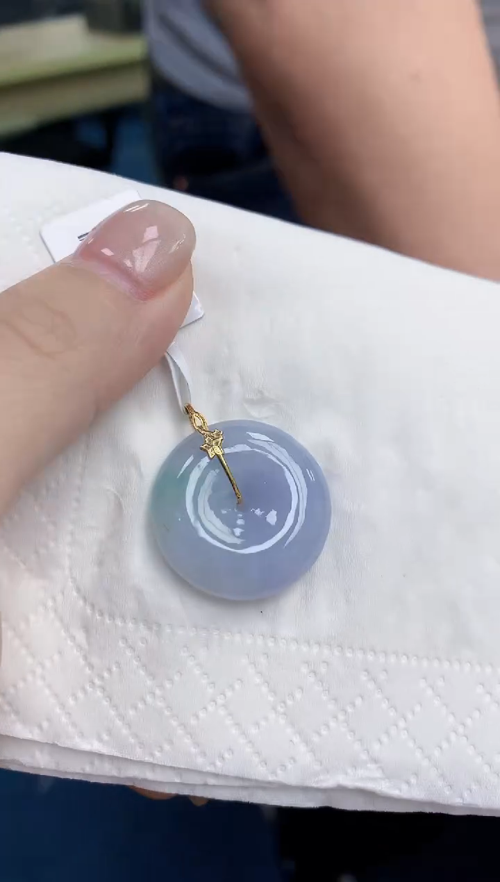 【闪购商品】翡翠颈饰18K金镶嵌天然缅甸翡翠A货