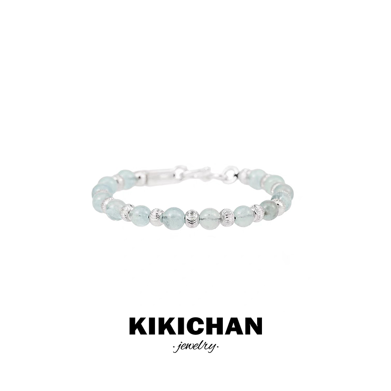 KIKICHAN 海蓝宝石拼接拉丝925银珠手串 25317NWH