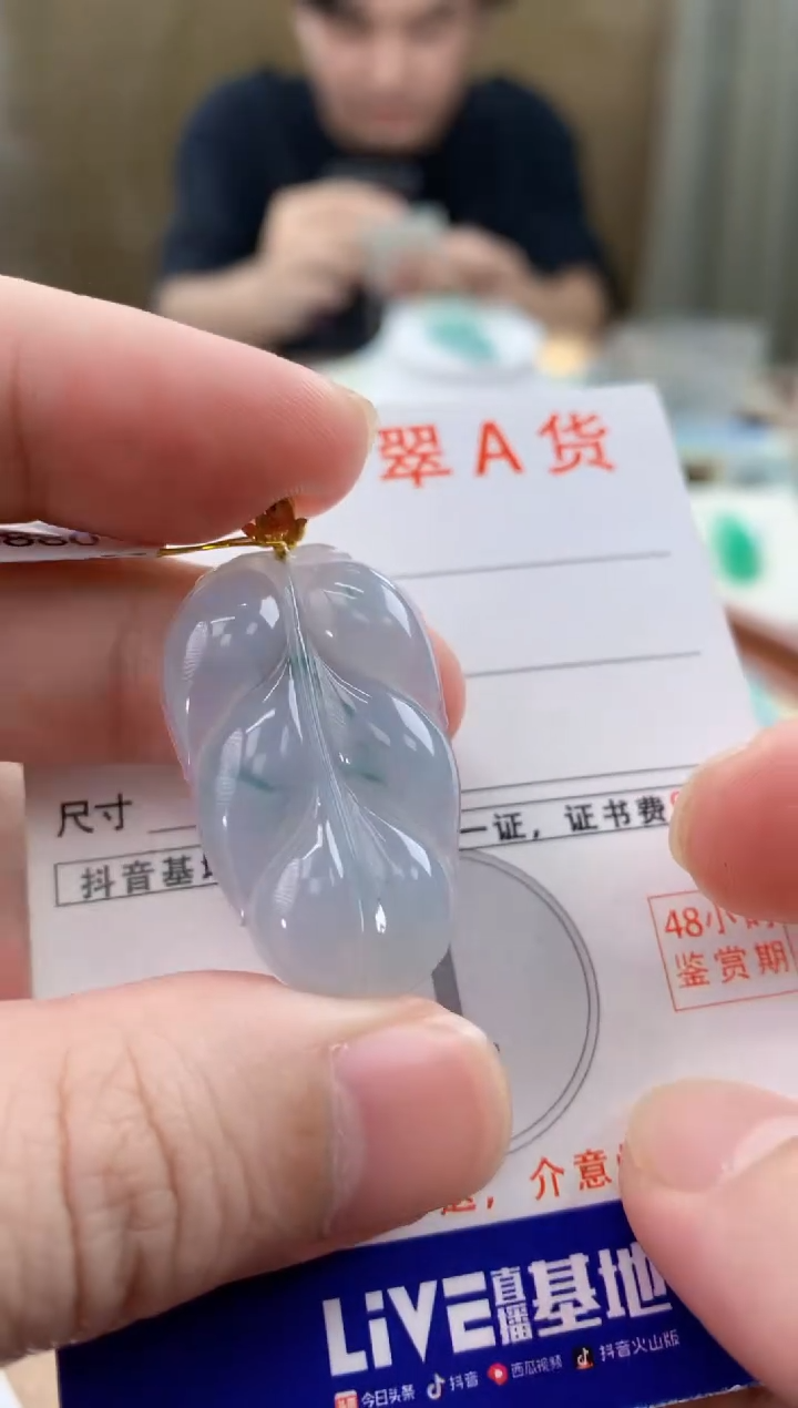 颈饰18K金镶嵌翡翠天然A货翡翠挂件