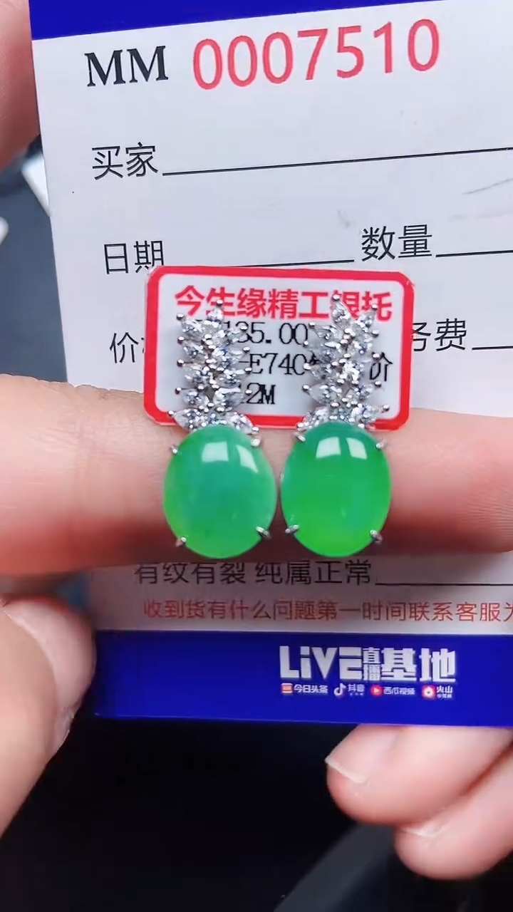 颈饰银S925镶嵌翡翠7510