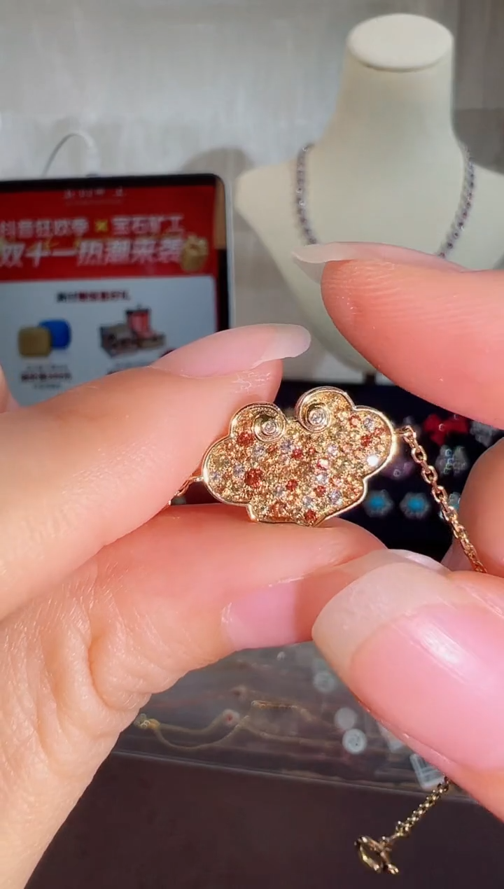 手链彩色蓝宝石18K金镶嵌BB4646-1#-Y#73