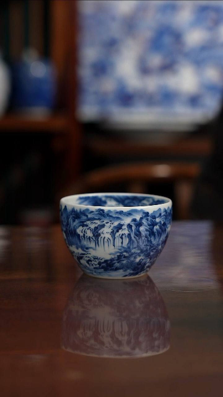 景琳藏青花北派山水多吉图