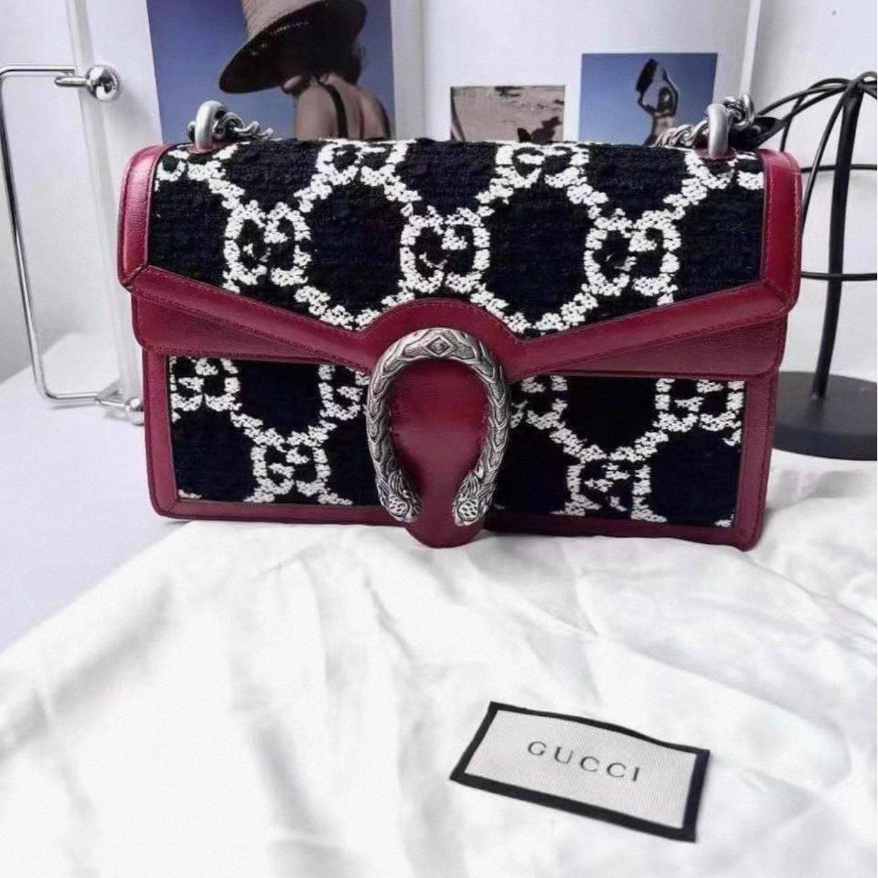 99新 GUCCI/古驰 古驰Gucci女士Dionysus酒神系列花拼接链条包