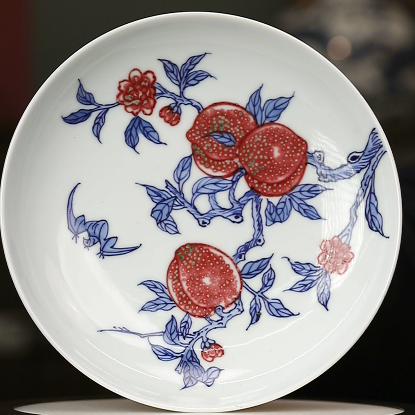 12.27a/m11a12/青花釉里红桃子壶承