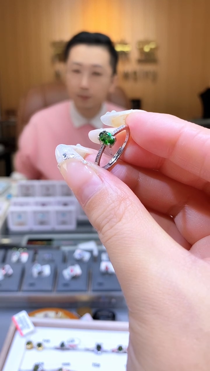 【闪购商品】碧玺戒指银S925镶嵌天然碧玺戒指