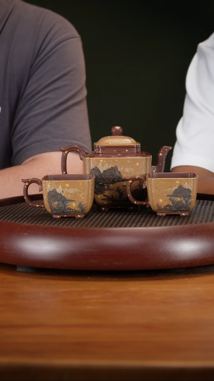 茶壶紫砂130SC宫灯套组 老紫泥