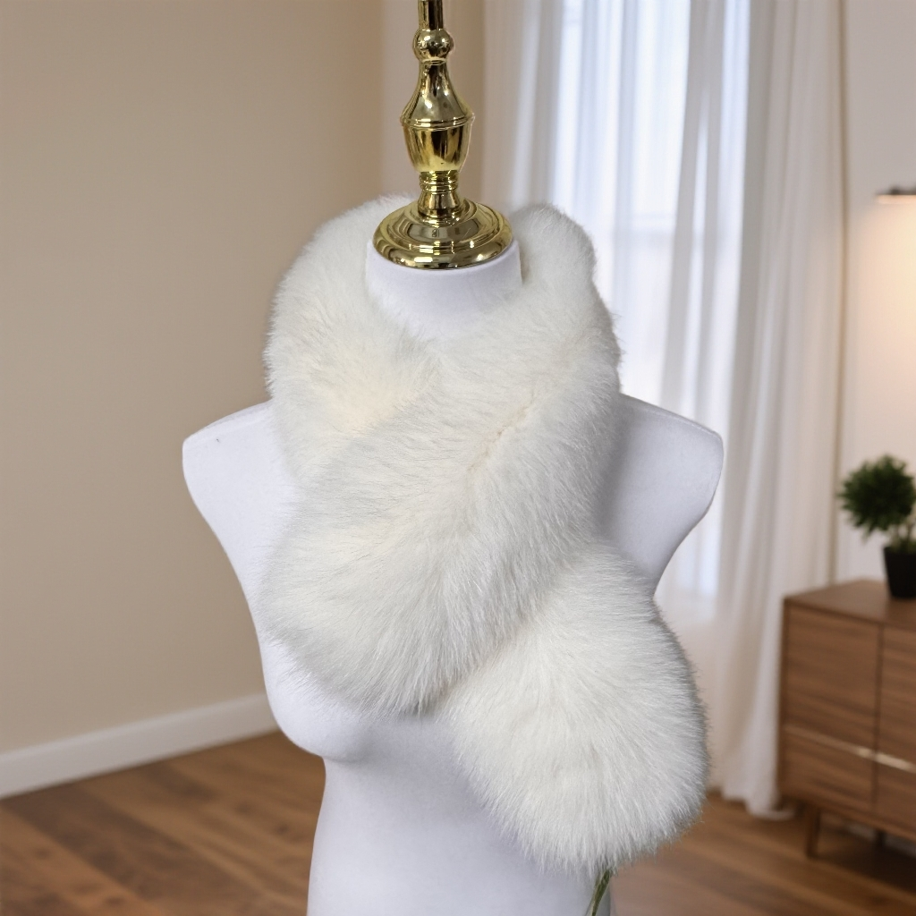 2025新款双面狐狸獭兔毛保暖围巾时尚长短可调节冬季百搭