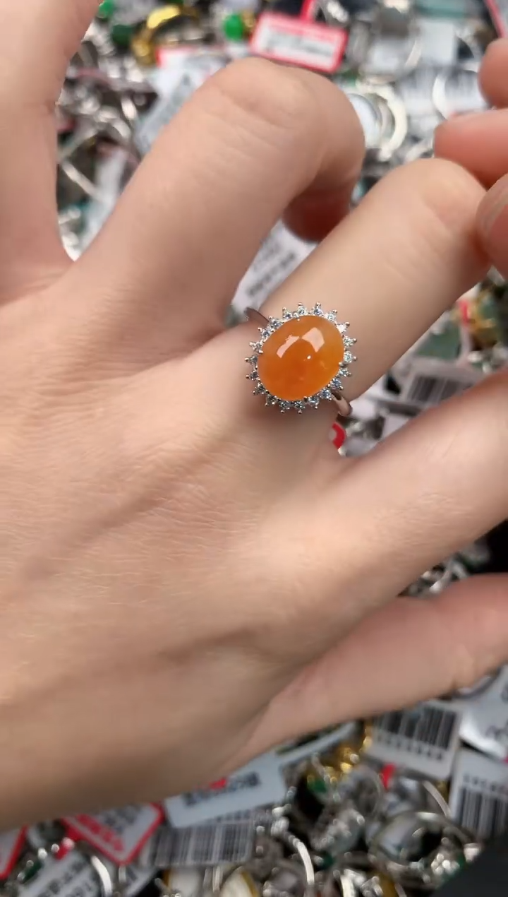 银S925镶嵌戒指翡翠66---3