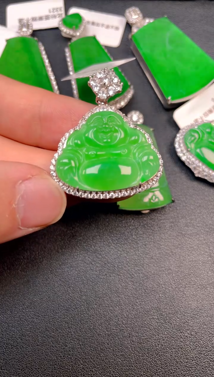 吊坠(不含链)银S925镶嵌翡翠吊坠