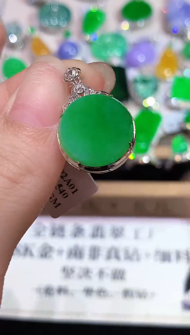 吊坠(不含链)18K金镶嵌翡翠LSR多样性发其一