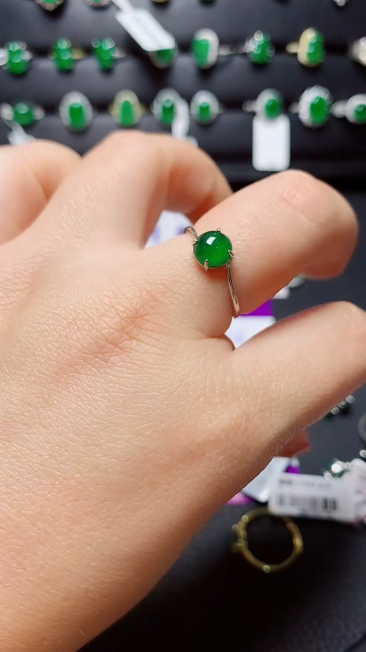 银S925镶嵌戒指翡翠天然翡翠A货s925银镶