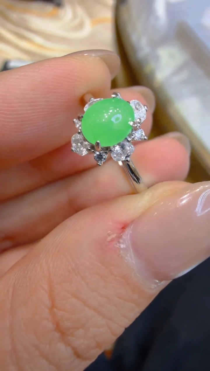 银S925镶嵌戒指翡翠多样性团购发一件