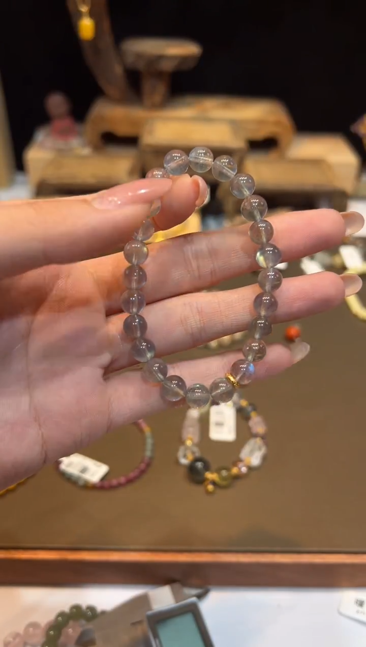 银S925镶嵌手链长石手饰@@D3297