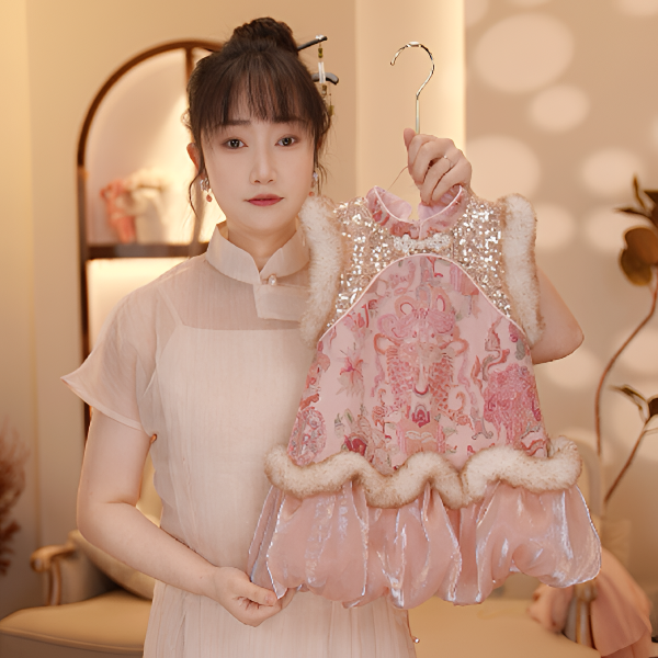 【Y.g9104】2025冬季新款套装裙女宝甜美加绒马甲连衣裙日常冬