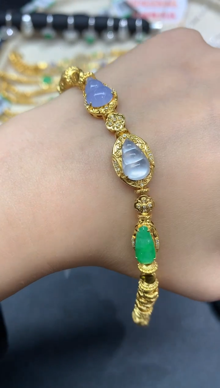 18K金镶嵌手链翡翠手链A510|19800