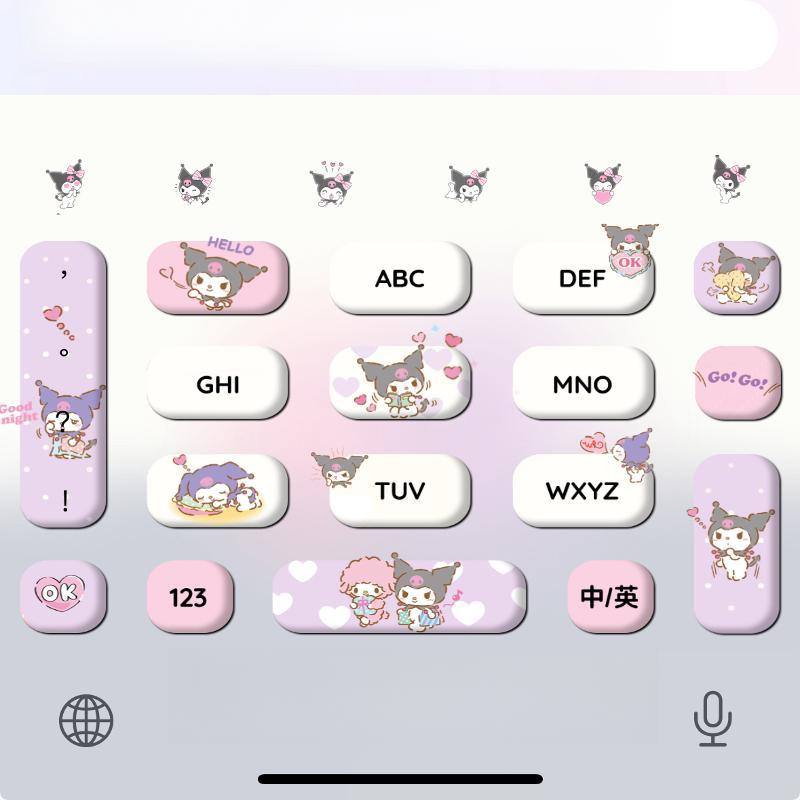 瞌睡库洛米/ios苹果安卓百度输入法皮肤动效键盘美化白肚皮2354