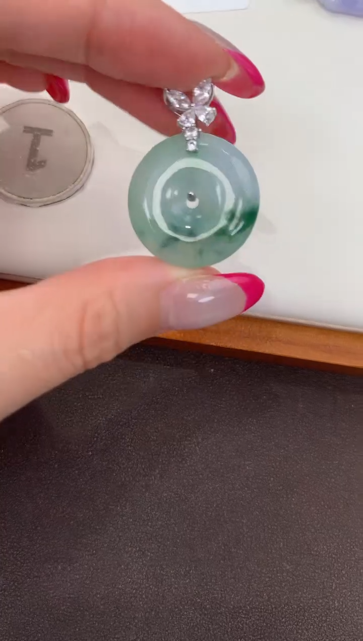 颈饰银S925镶嵌翡翠天然缅甸a货翡翠