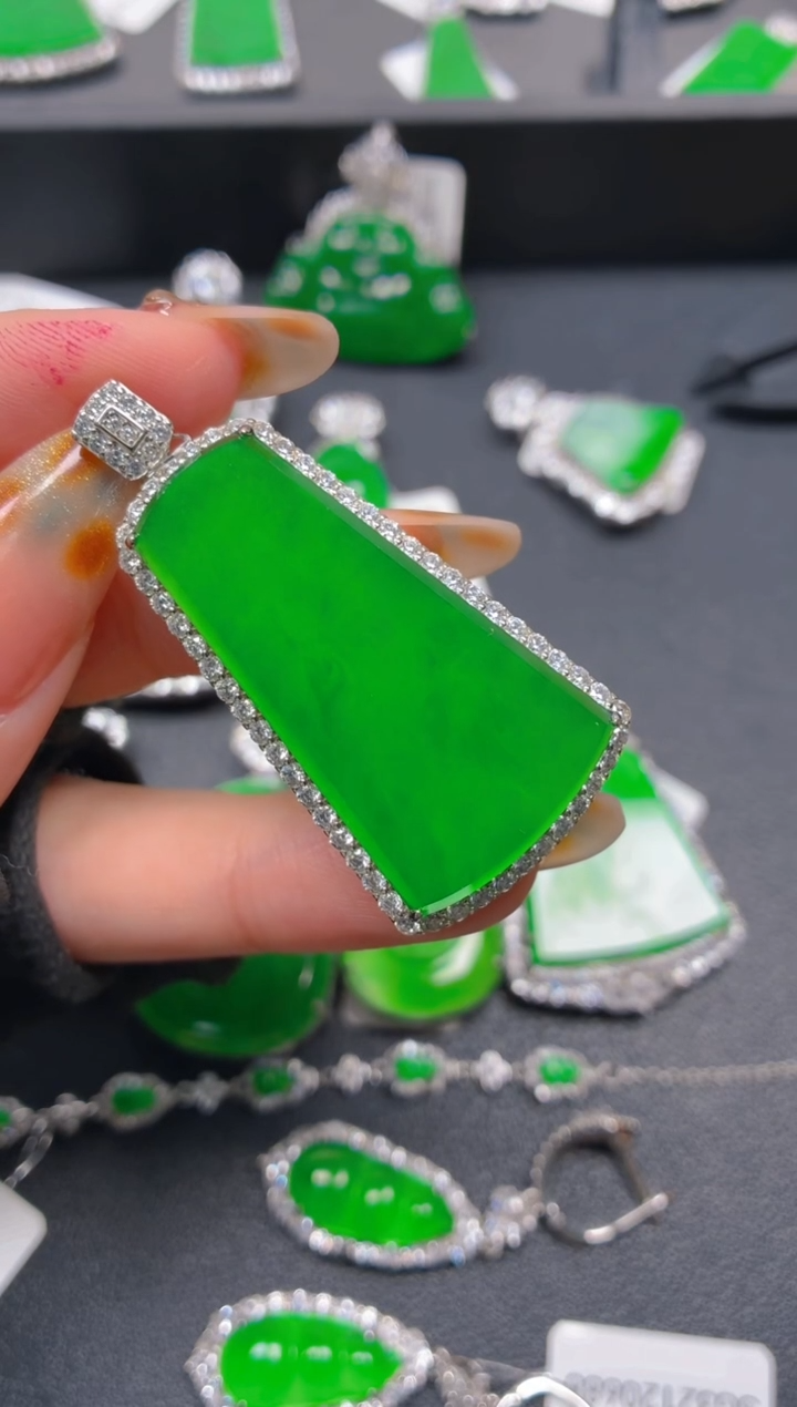 吊坠(不含链)银S925镶嵌翡翠11