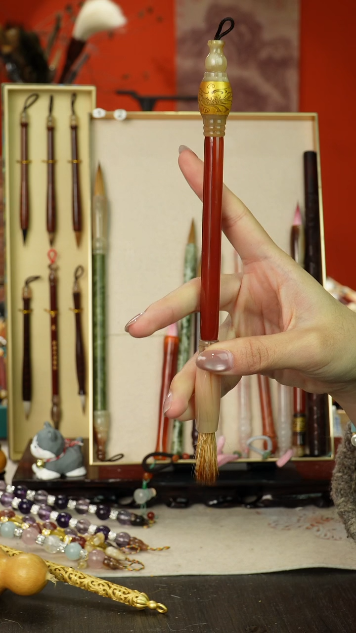 20号闪孤品高货毛笔链接 清水试笔 蘸墨不退