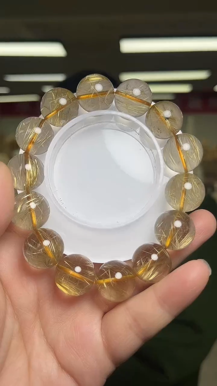 【闪购商品】发晶手链未镶嵌天然金发晶手串多样性发一16mm