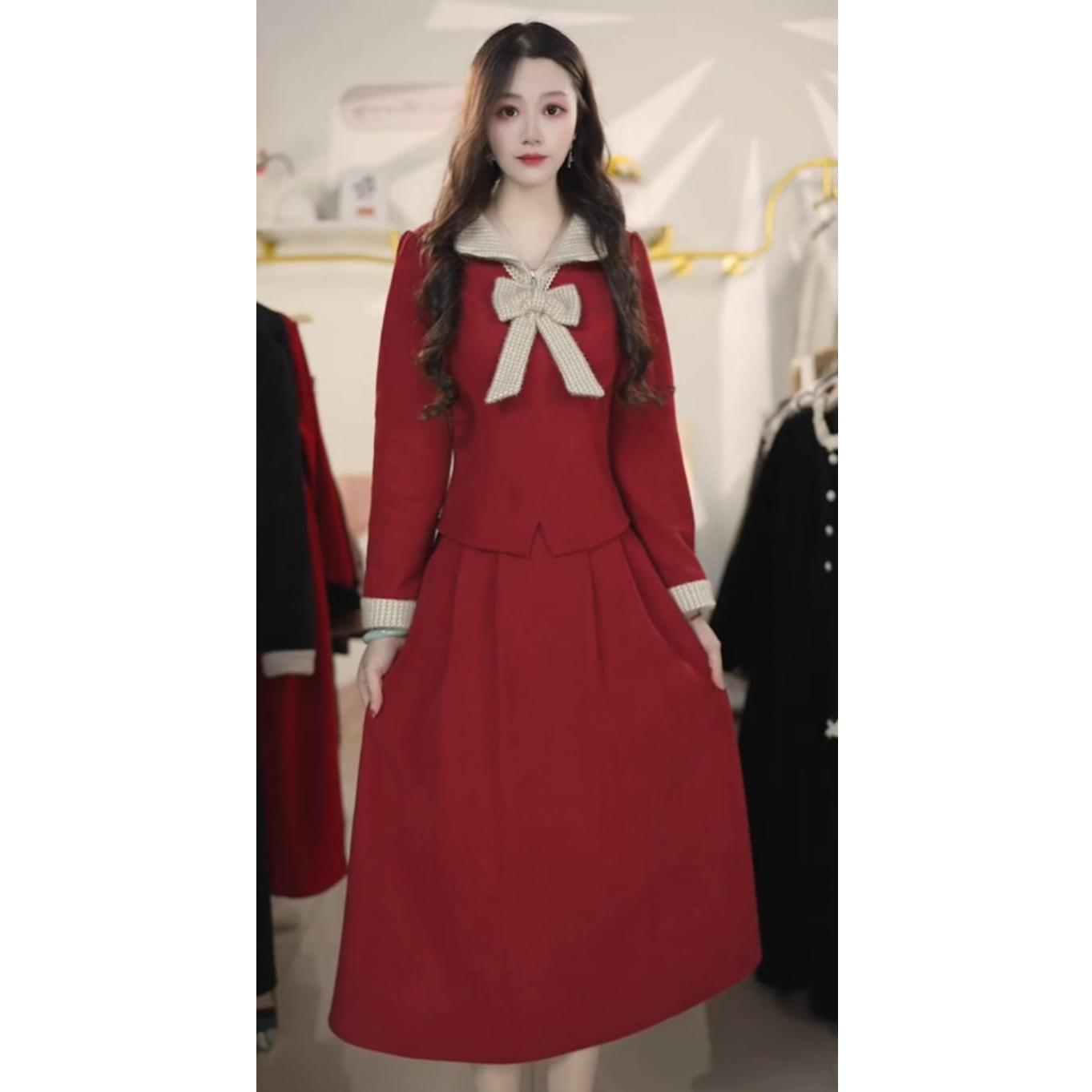 时尚小香风套装裙子2025秋冬新款洋气上衣半身裙两件套Y8712162