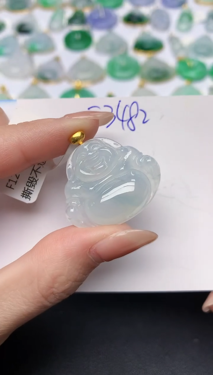 颈饰18K金镶嵌翡翠天然缅甸A货翡翠百元以上9元证书费自理