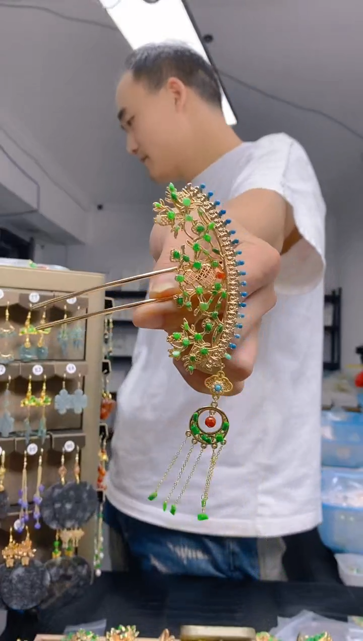 【闪购商品】翡翠耳饰合金0388翡翠发簪