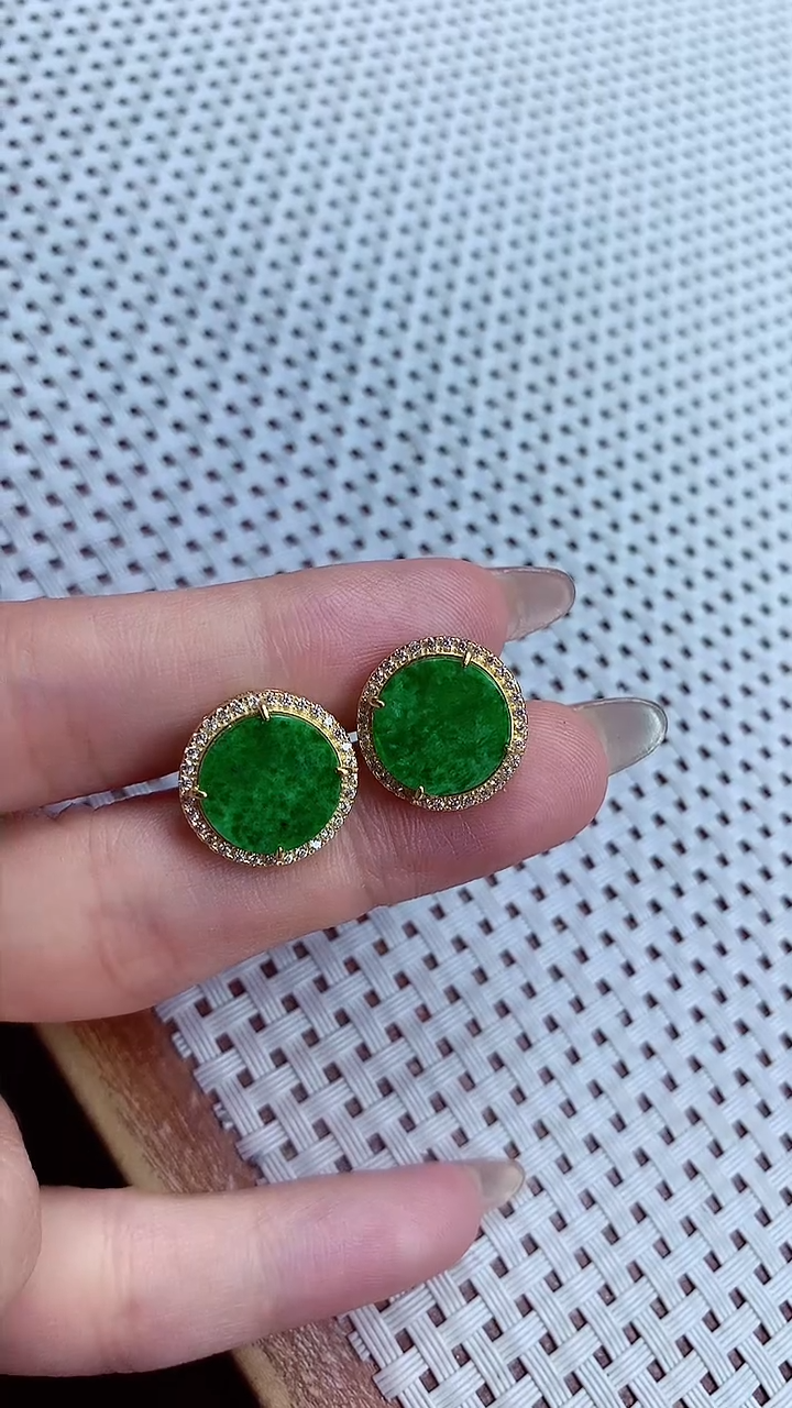 【闪购商品】翡翠耳饰银S925镶嵌耳饰