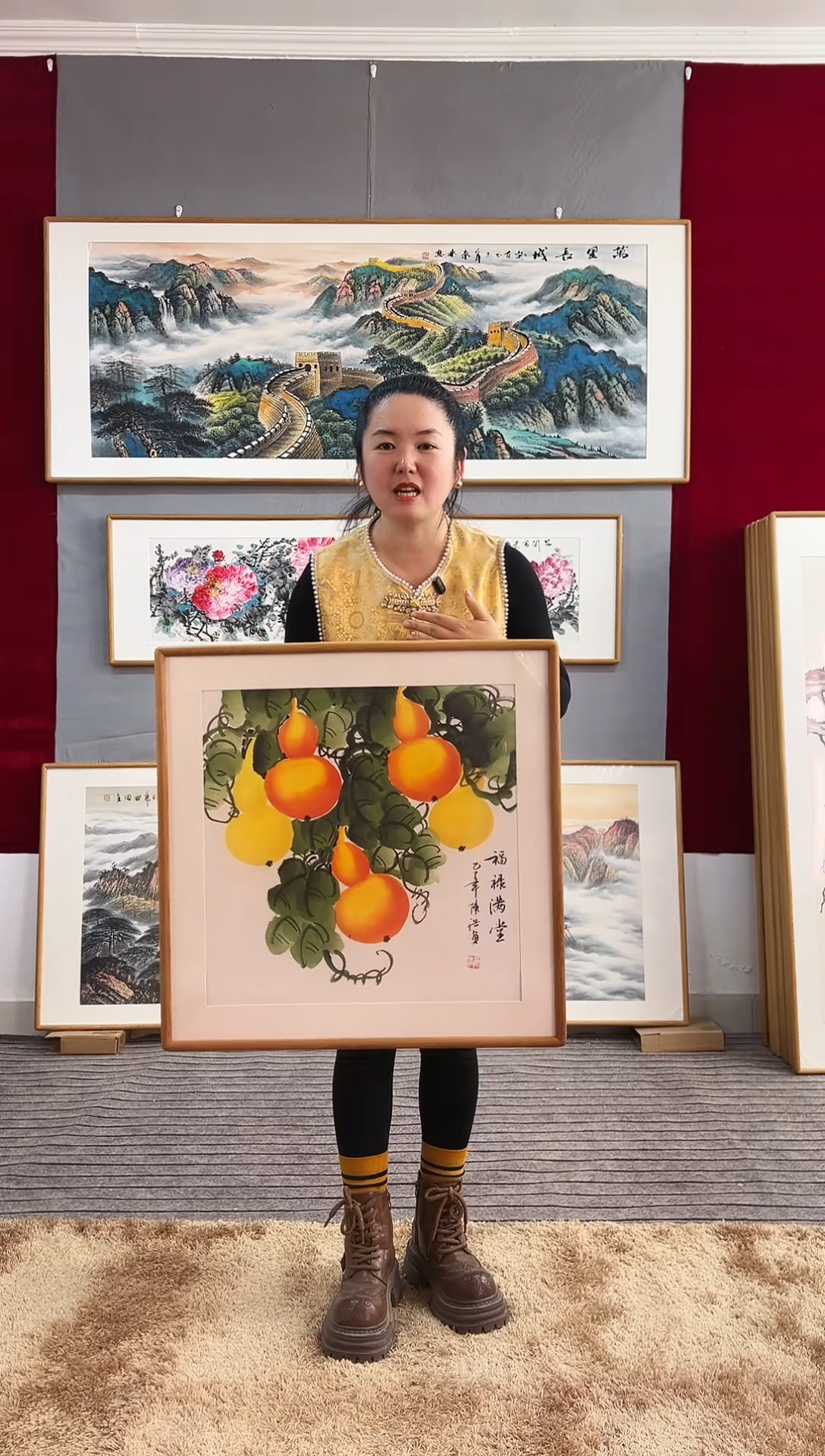 国画手绘葫芦斗方62*62尺寸