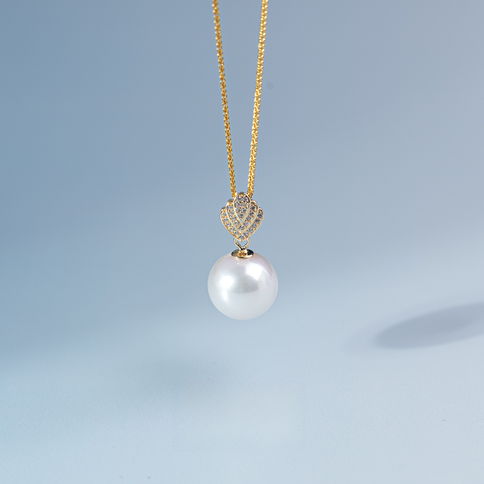 珈白丽【胡兵珍选】淡水珍珠珈白丽S925银镀金吊坠12-13mm时尚款 