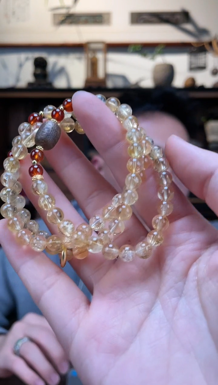 【闪购商品】水晶长串银S925镶嵌黄阿塞多圈手串QK多样性发一