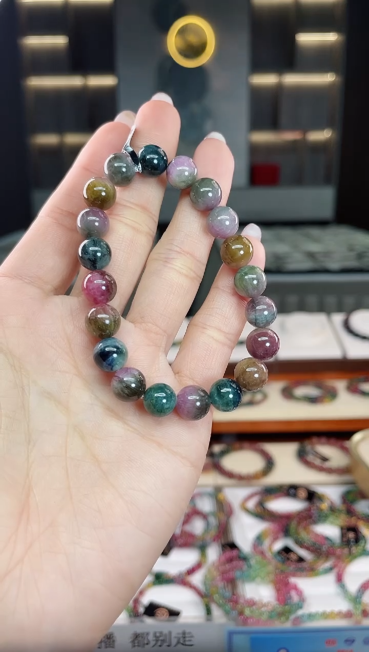 未镶嵌老矿碧玺单圈手串9mm+碧玺（多样性发一条）T