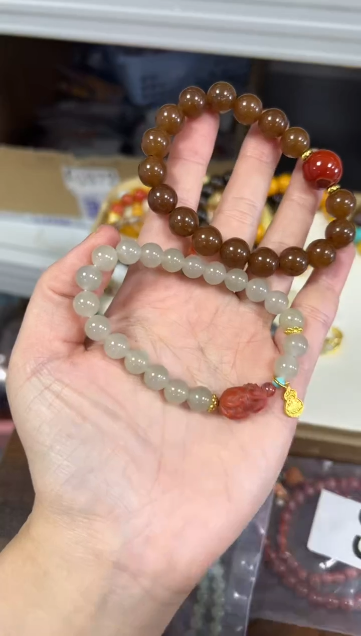 未镶嵌手链和田玉孤品瑕疵和田玉俩条一组[637]