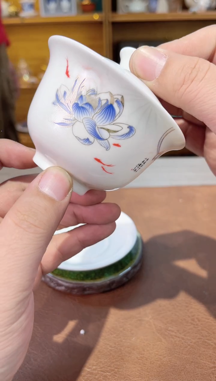 【闪购商品】蓝荷花盖碗茶具茶具