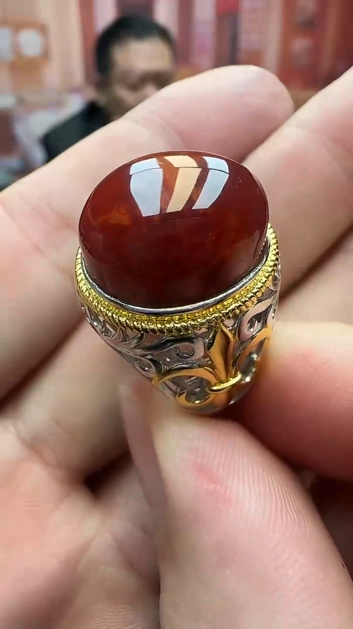 【闪购商品】南红玛瑙戒指银S925镶嵌南红戒指