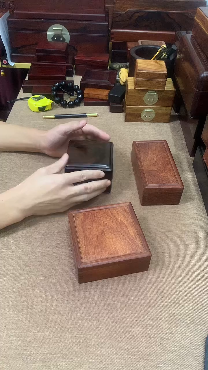 【闪购商品】大果紫檀（缅甸花梨）缅花方形抽拉盒