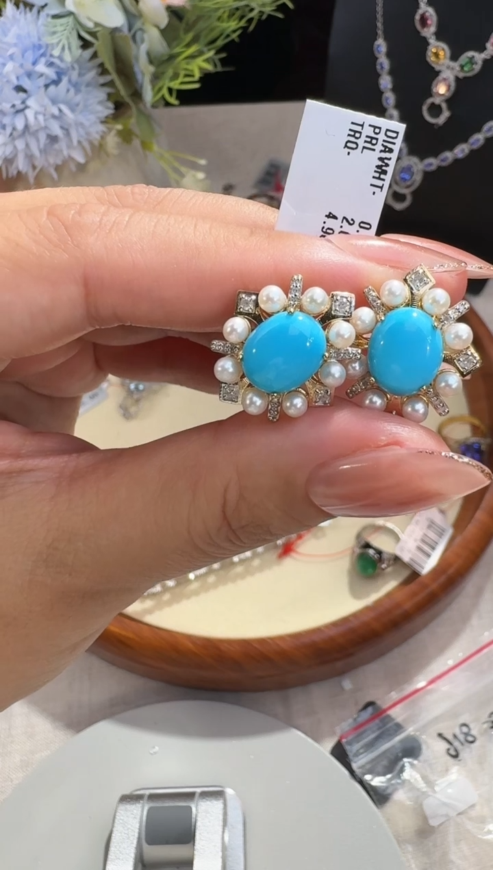 【闪购商品】绿松石耳饰未镶嵌耳饰