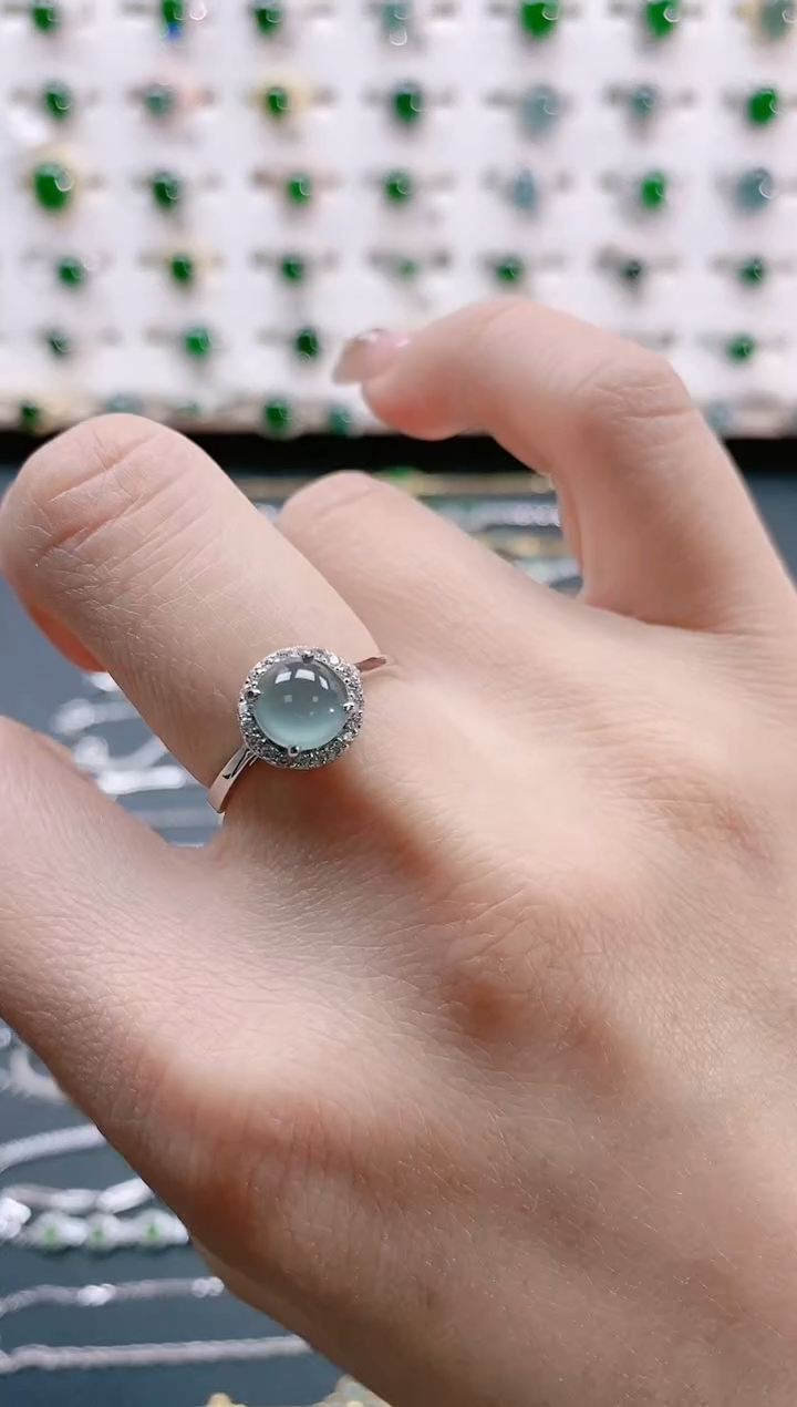 【闪购商品】翡翠戒指银S925镶嵌天然翡翠