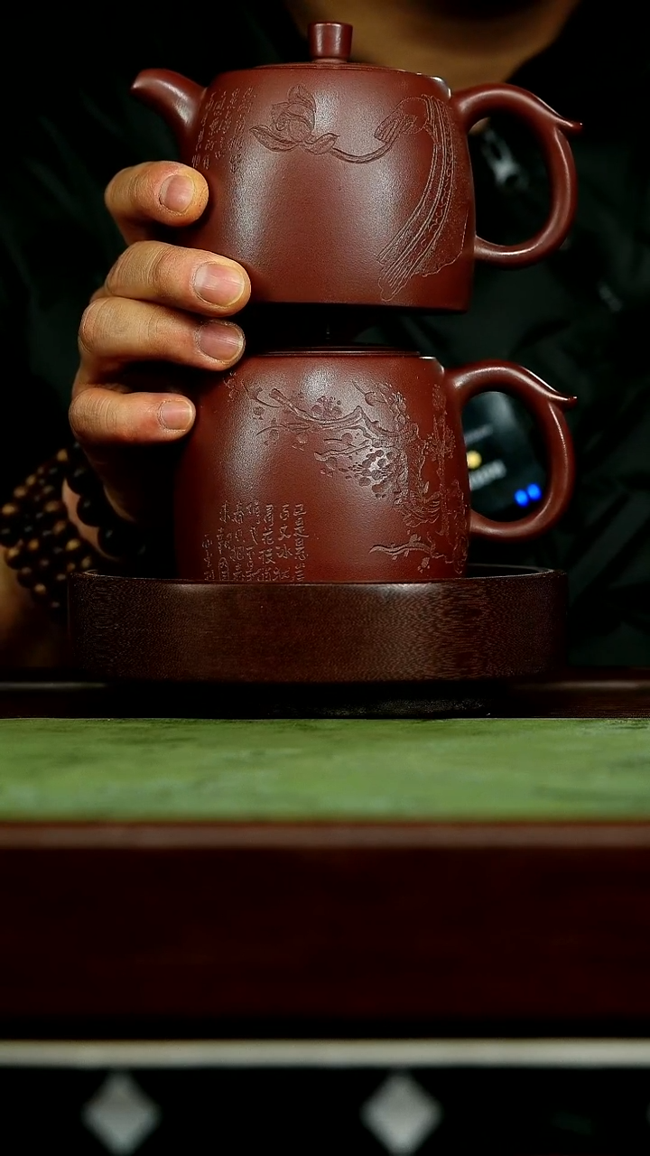 茶壶紫砂英*m10井栏龙雪砂两只