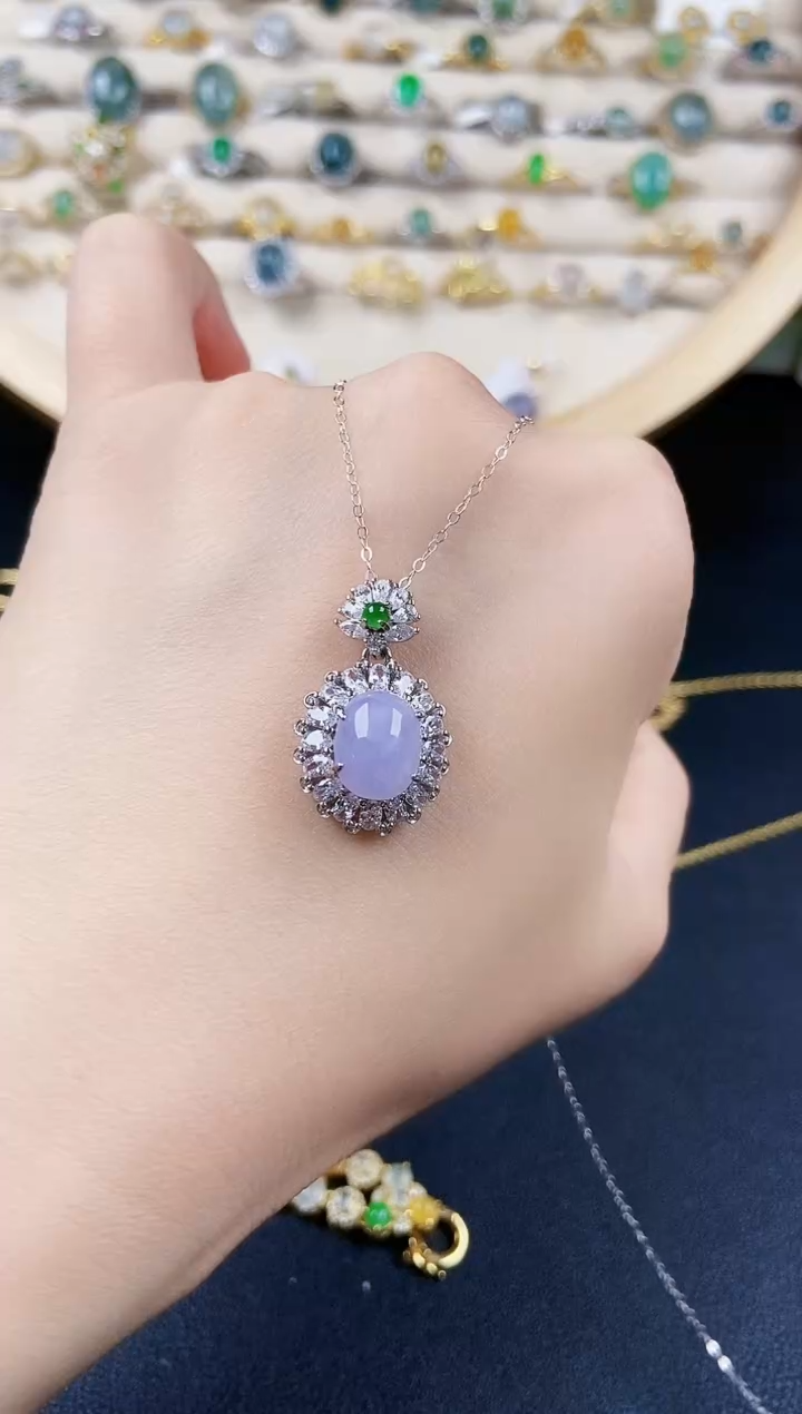 【闪购商品】翡翠银S925镶嵌颈饰4164564