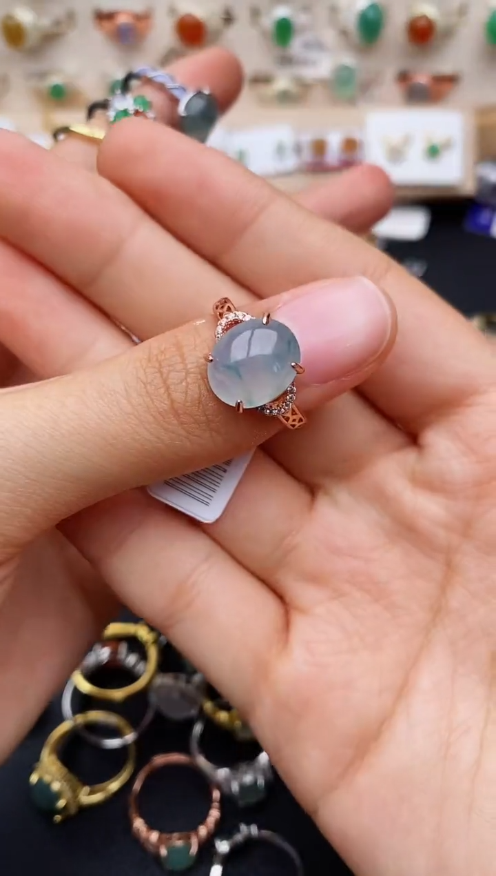 【闪购商品】翡翠戒指银S925镶嵌缅甸翡翠