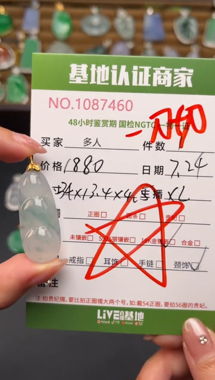 翡翠18K金镶嵌颈饰多人